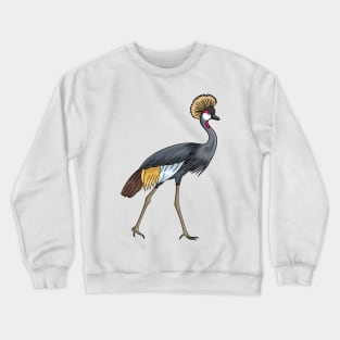 Grey crowned crane cartoon illustration Crewneck Sweatshirt